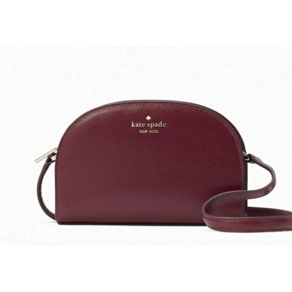 New Kate Spade Perry Leather Dome Crossbody Deep Berry - Picture 1 of 4